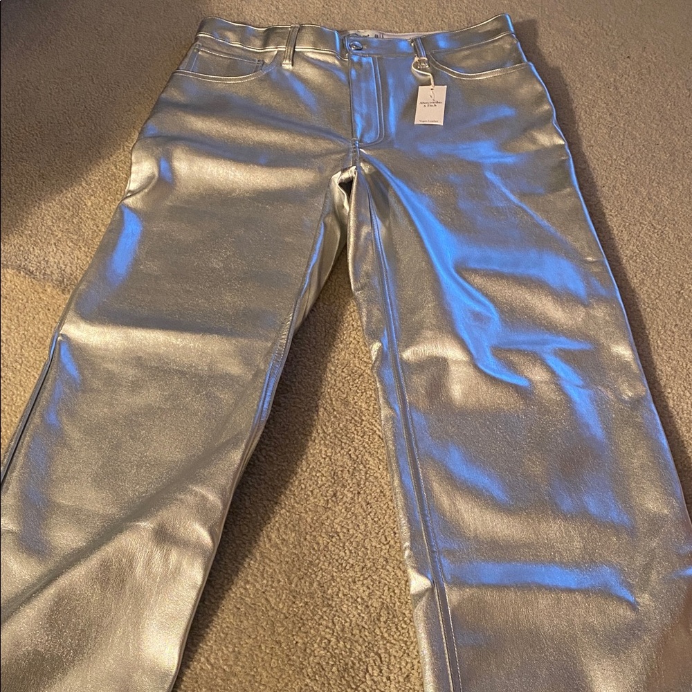 Abercrombie & Fitch NWT size 31(12) high rise silver pants - Picture 7 of 10